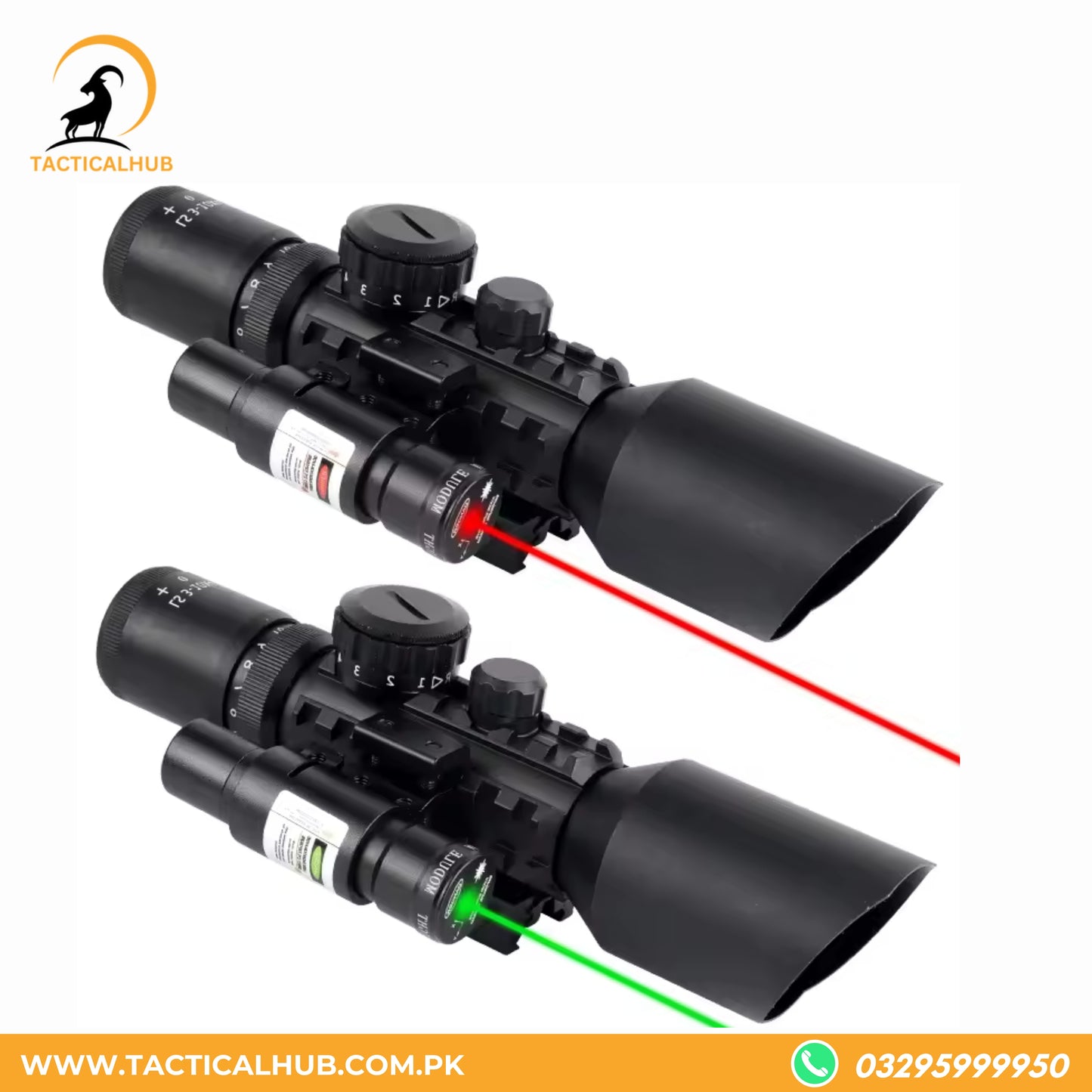 Enhanced Rifle Scope With Laser, 3-10x42