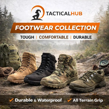 TacticalHub tactical footwear collection – durable and waterproof boots and outdoor shoes with all terrain grip, designed for rugged outdoor and adventure use