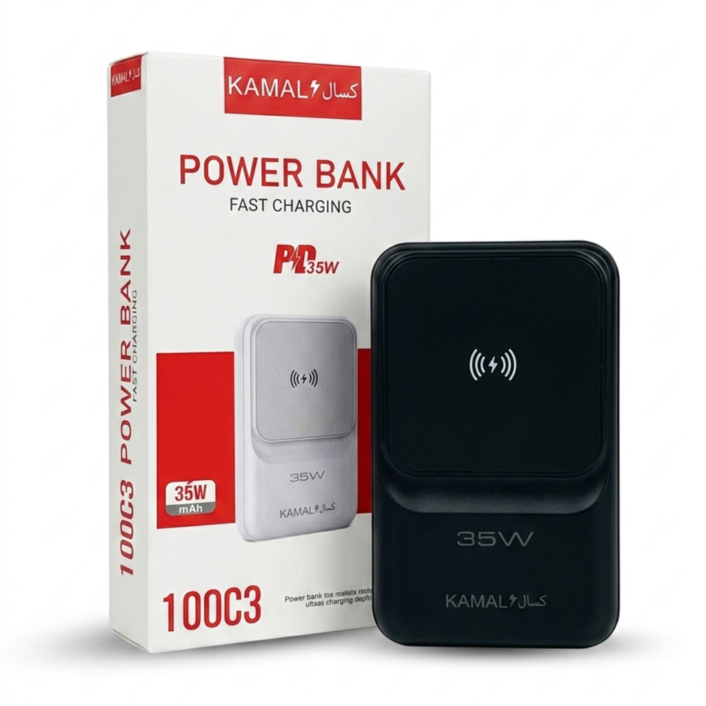 Kamal 35W 10000mah Smart Wireless Power Bank | Fast Charging & Portable Design