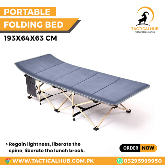 Portable Folding Outdoor Bed with Padded Pillow