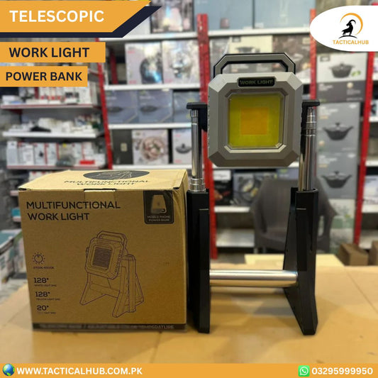 2-in-1 Telescopic LED Work Lamp and Power Bank | Multifunctional Emergency Light