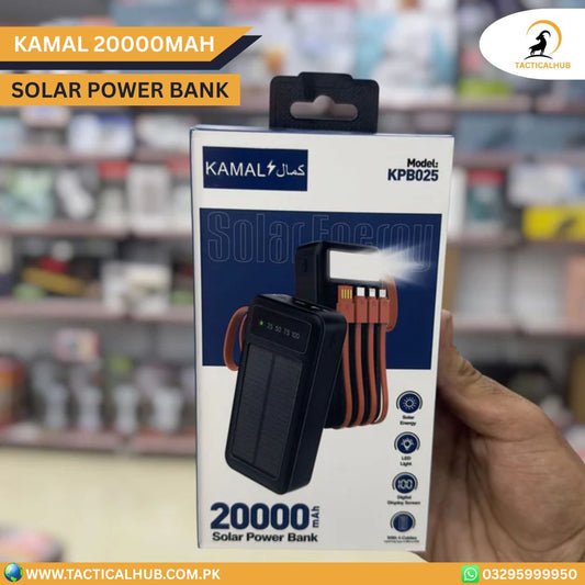 Kamal 20000mAh Solar Power Bank – Dual Charging Power with High-Capacity Backup