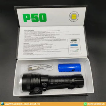 P50 Ultra-Bright Rechargeable Flashlight – Lightweight Aluminium Body Tactical LED Torch