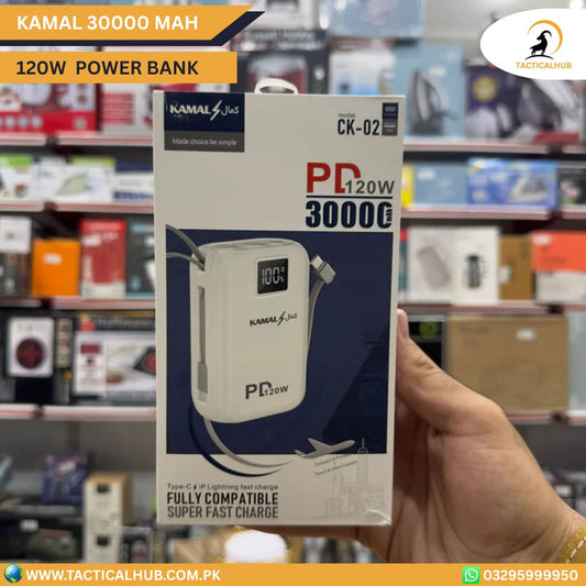 Kamal 120W 30000mah PD Power Bank – Ultra-Fast Charging, Lightweight & Travel-Friendly Design
