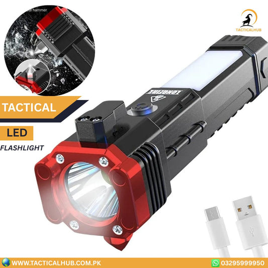 Professional Tactical LED Flashlight – USB Rechargeable Emergency Tool