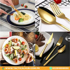 24 PCS Stainless Cutlery Sets - Gold Color