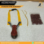 Slingshot, Steel Pocket Folding with 100 Plastic balls