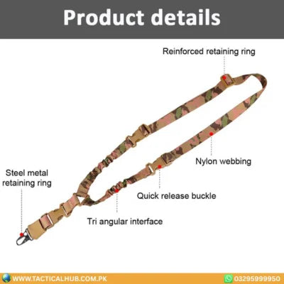 Tactical One Single-Point Bungee Sling with M-LOK QD Sling Swivels — Adjustable, Shock-Absorbing