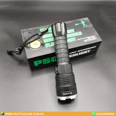 P50 Ultra-Bright Rechargeable Flashlight – Lightweight Aluminium Body Tactical LED Torch