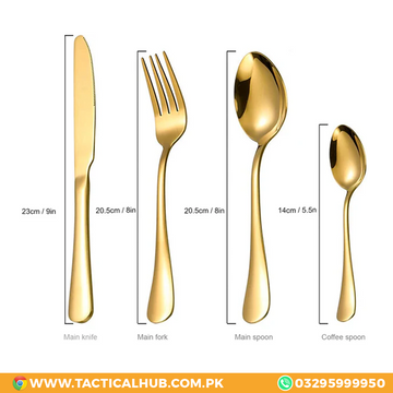 24 PCS Stainless Cutlery Sets - Gold Color