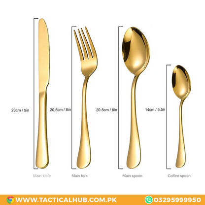 24 PCS Stainless Cutlery Sets - Gold Color