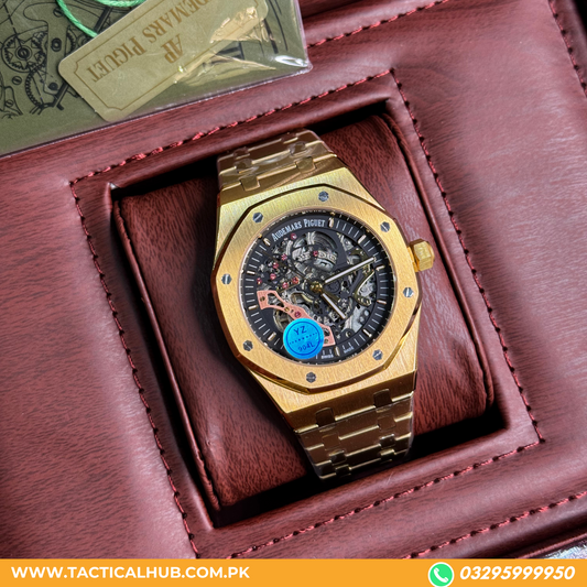 AUDEMARS PIGUET ROYAL OAK SKELETON BLACK DIAL GOLD