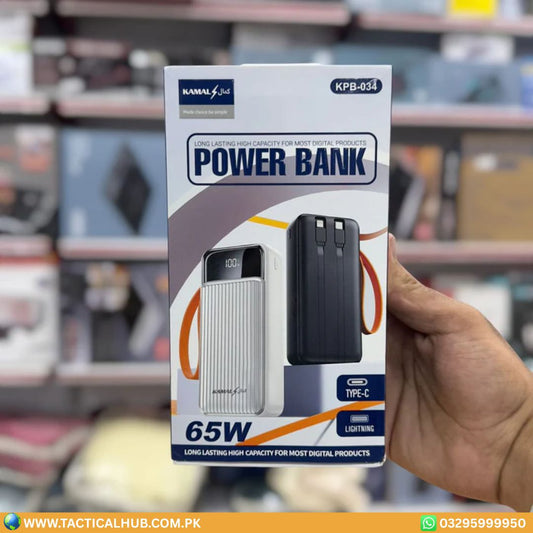 Kamal 65W 30000mAh Power Bank – Super-Fast Charging, Digital Display & Multi-Device Compatibility