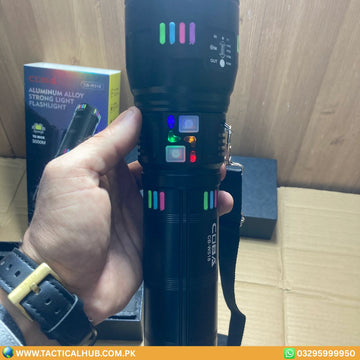 COBA CB-W518 High-Power Aluminum Alloy LED Torch | Rechargeable Outdoor Flashlight