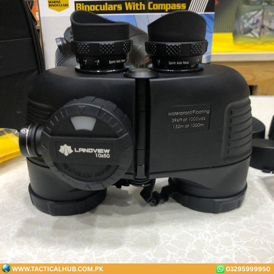 LANDVIEW Professional 10x50 Marine Binoculars | Waterproof with Compass for Boating, Fishing & Travel