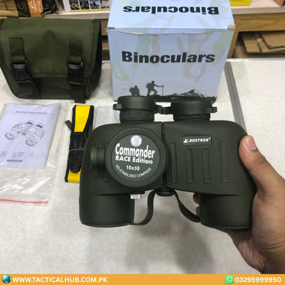 BOSTRON Commander Race Edition 10x50 Waterproof Binoculars with Built-in Compass | Professional Marine & Tactical Optics