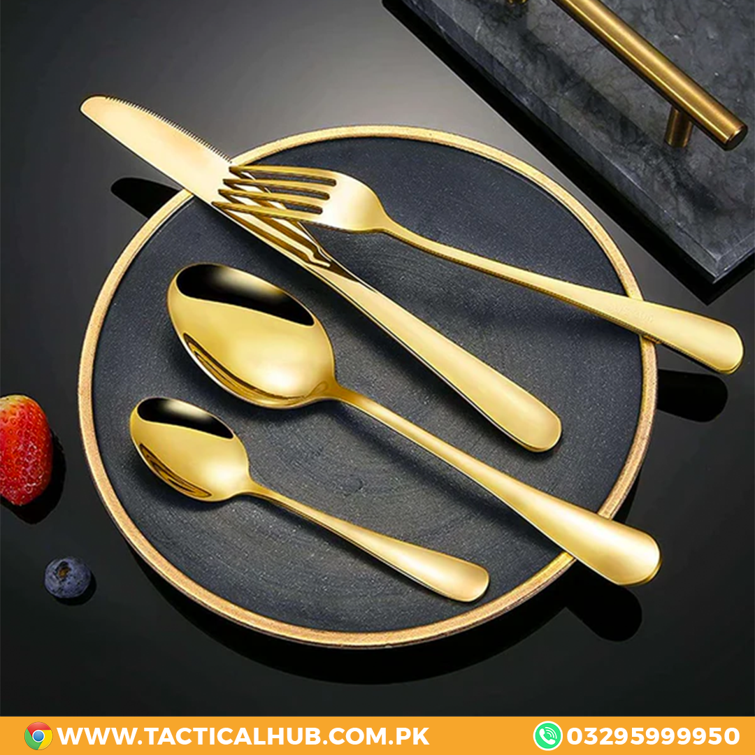 24 PCS Stainless Cutlery Sets - Gold Color