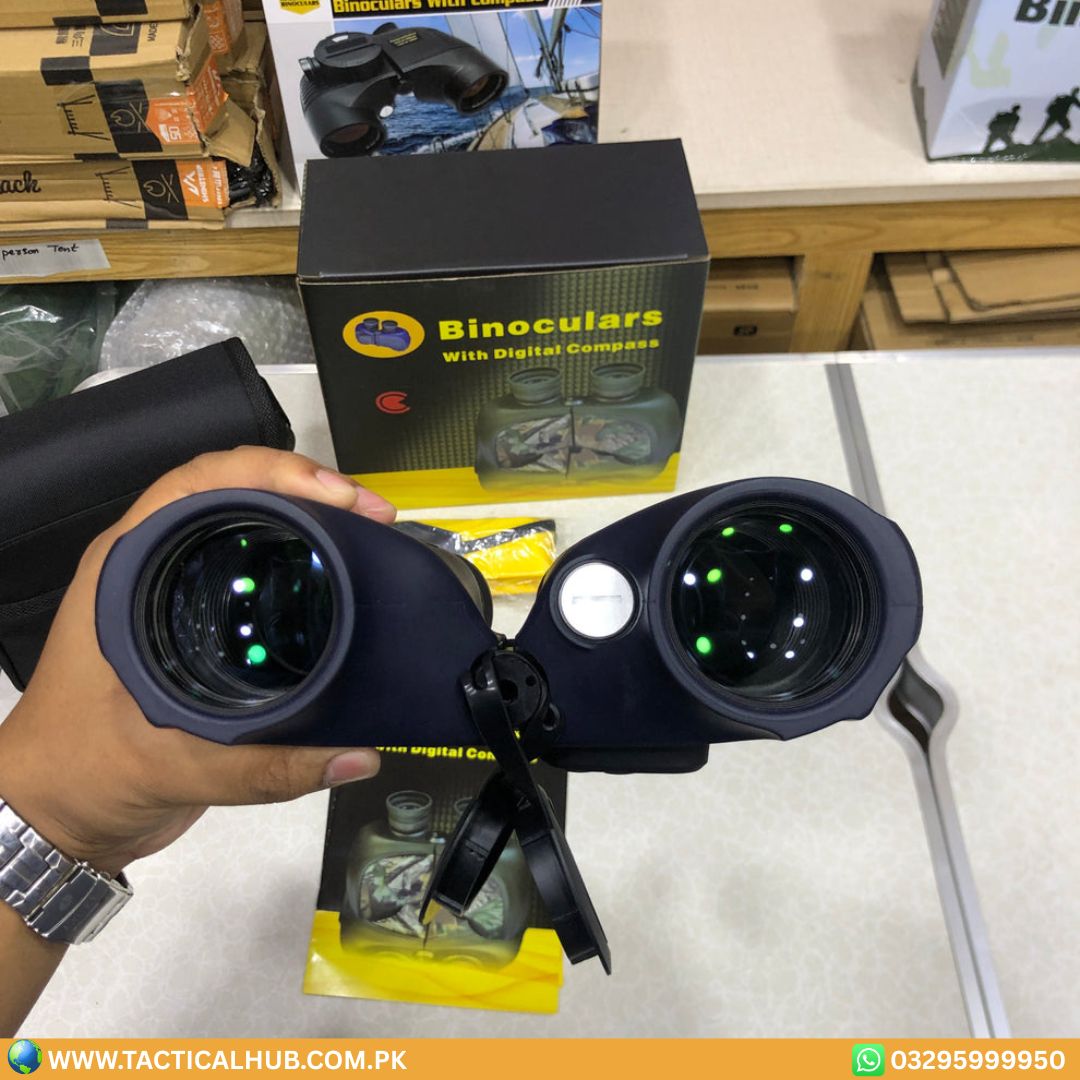 LANDVIEW 10x50 High-Definition Marine Binoculars | Digital Compass & Rangefinder for Boating & Navigation