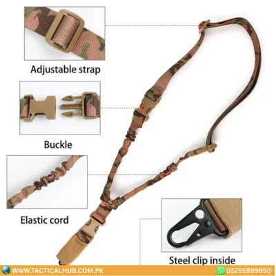 Tactical One Single-Point Bungee Sling with M-LOK QD Sling Swivels — Adjustable, Shock-Absorbing