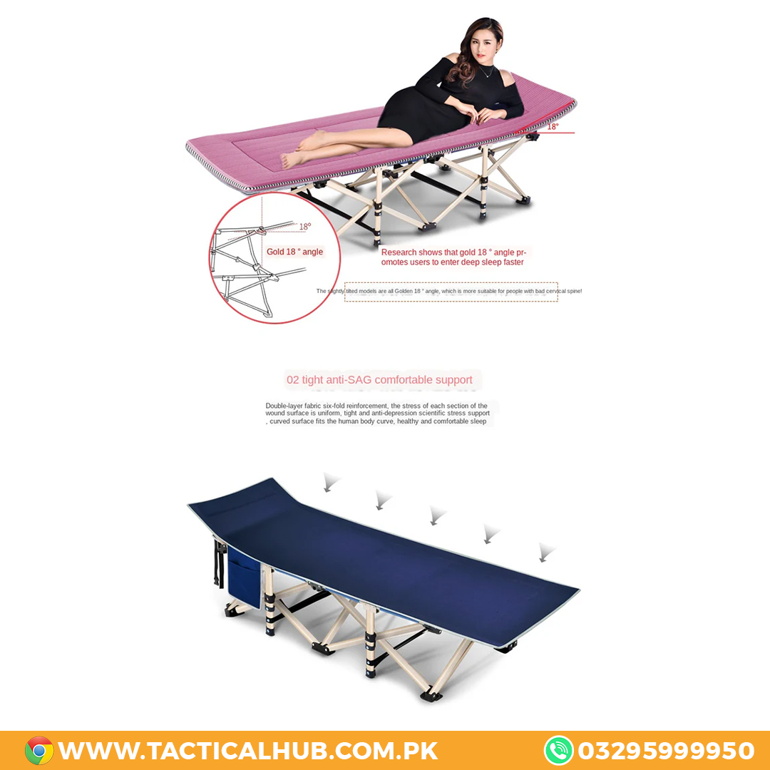 Portable Folding Outdoor Bed with Padded Pillow