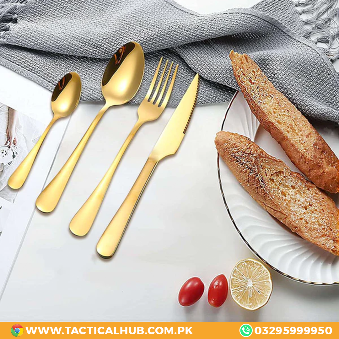 24 PCS Stainless Cutlery Sets - Gold Color