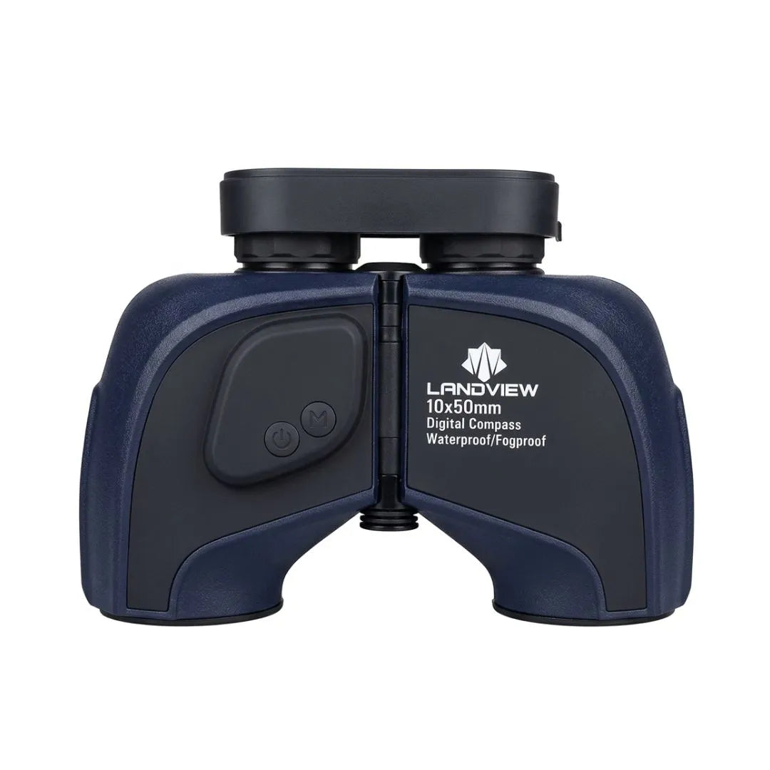 LANDVIEW 10x50 High-Definition Marine Binoculars | Digital Compass & Rangefinder for Boating & Navigation