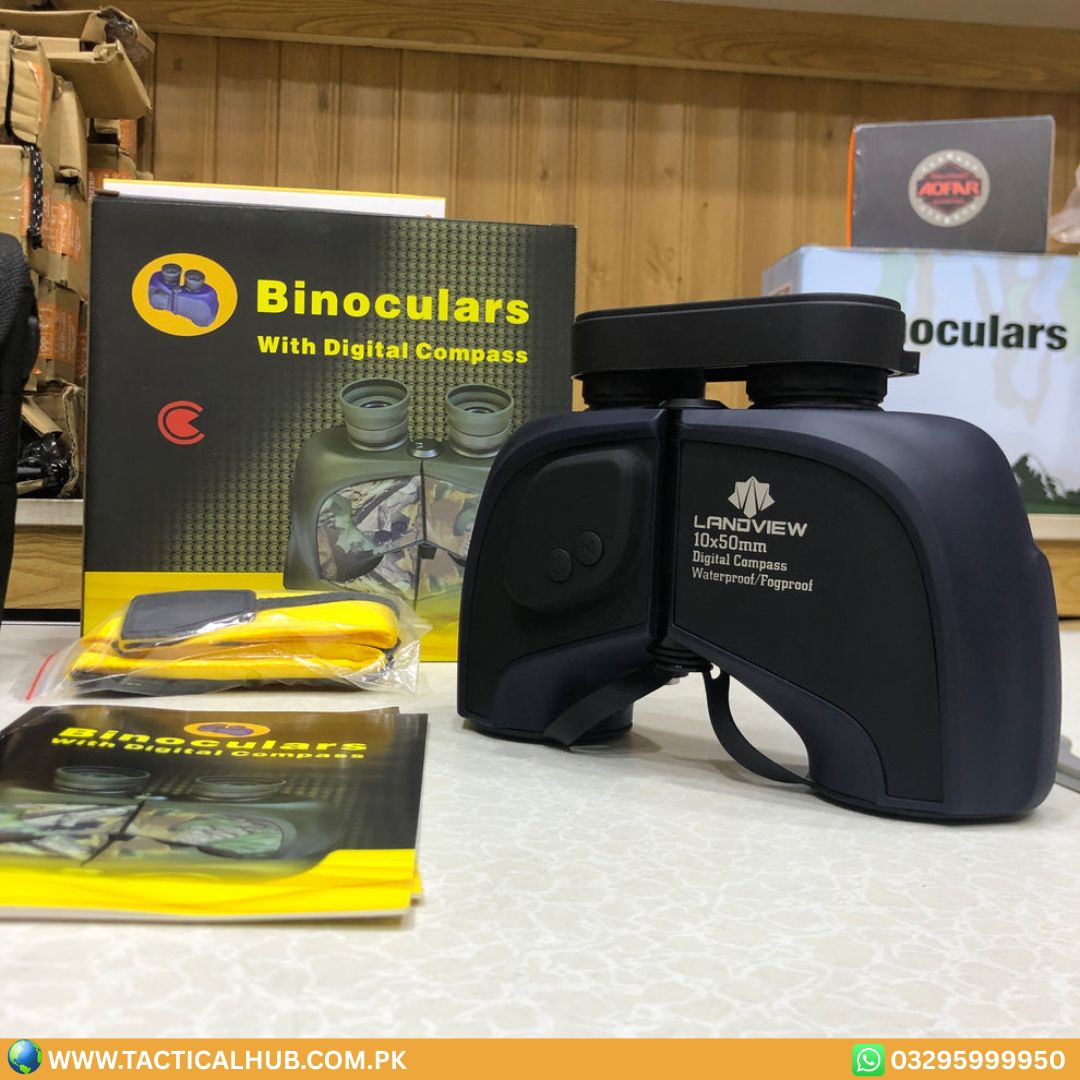 LANDVIEW 10x50 High-Definition Marine Binoculars | Digital Compass & Rangefinder for Boating & Navigation