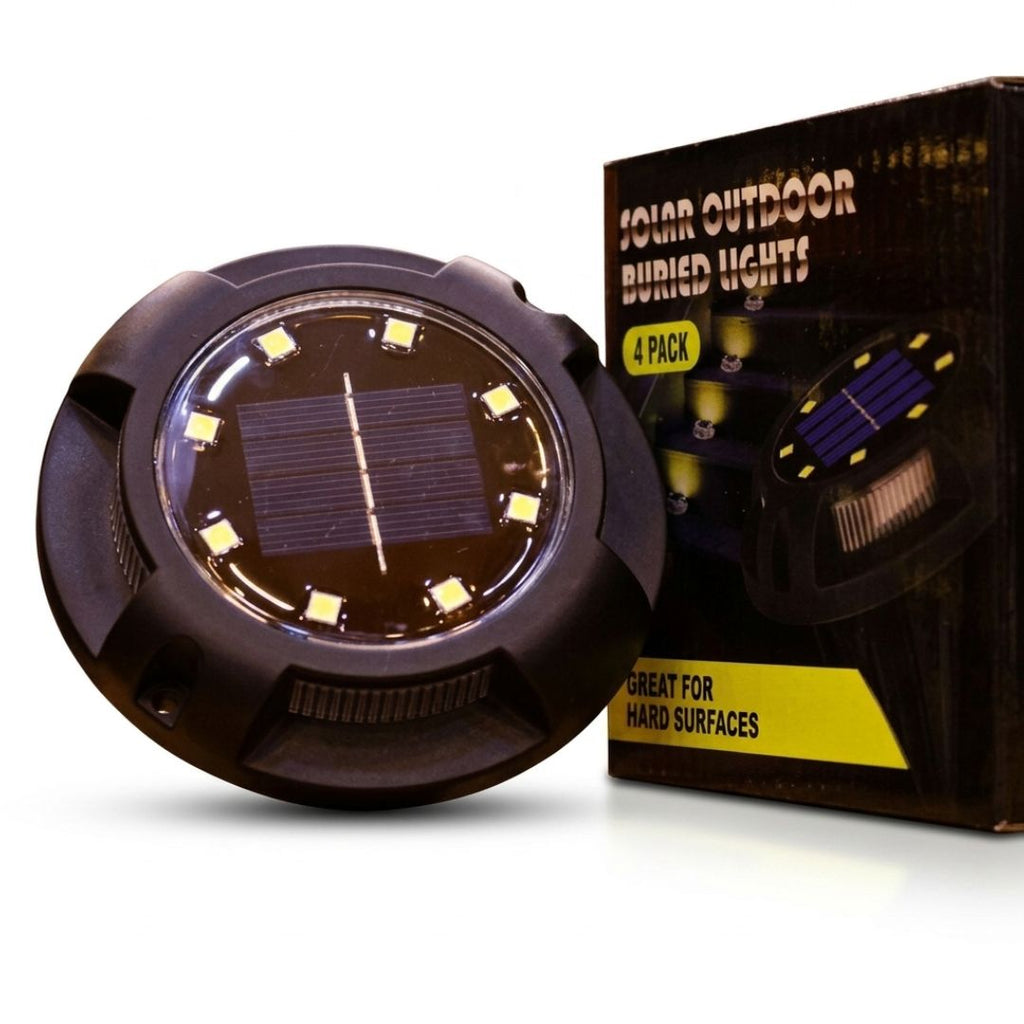 Outdoor Solar LED Ground Disk Lights – Set of 4