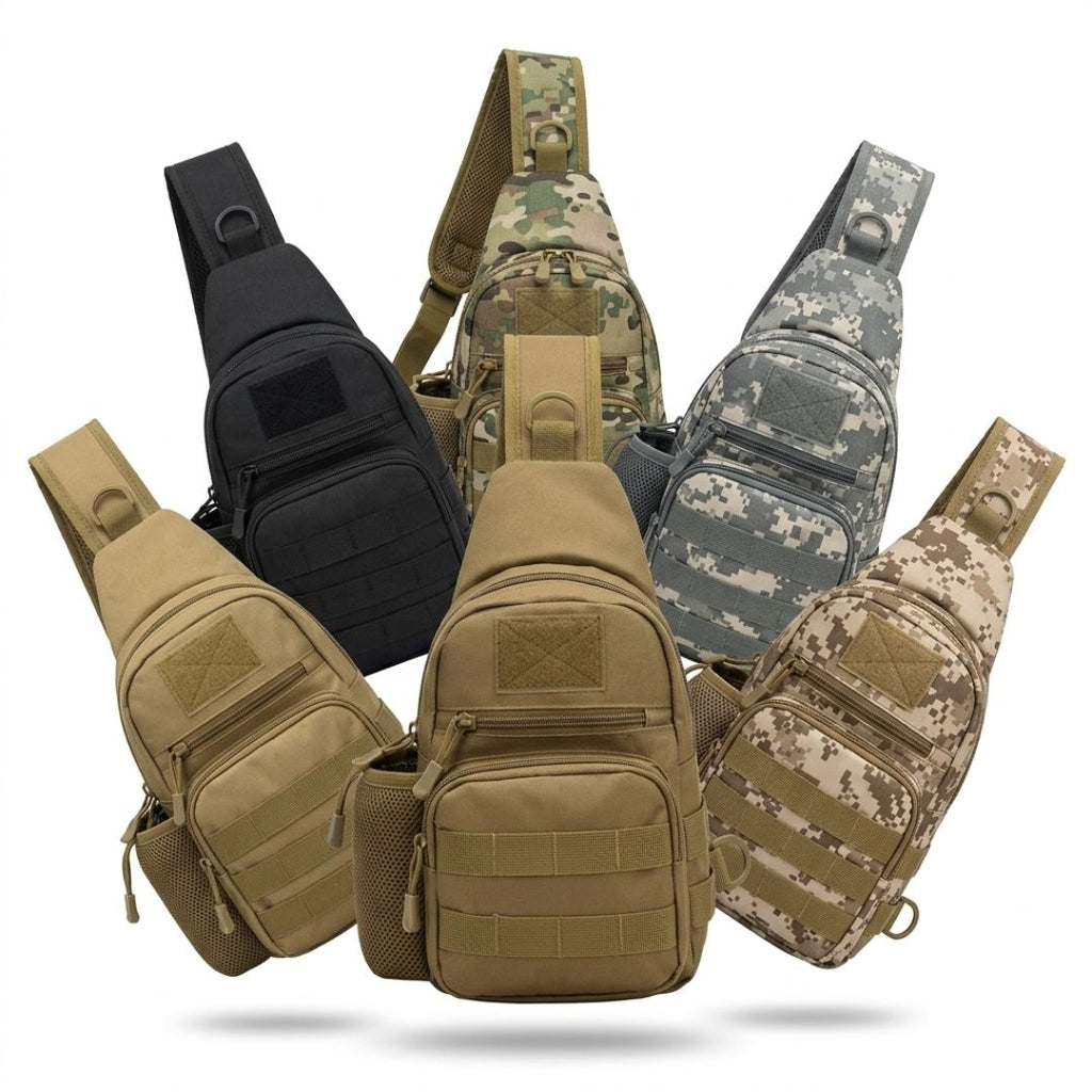Tactical Military Chest Sling Bag With Water Bottle Holder