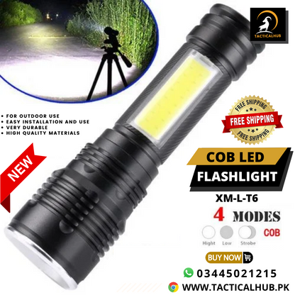 Portable XM-L T6 COB LED Flashlight