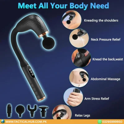 Electric Deep Tissue Body Massager | Upgraded Extension Handle | 6 Adjustable Speed Levels for Full-Body Muscle Relief