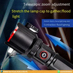 High-Power Multi-Functional LED Flashlight with Safety Hammer – 1KM Range