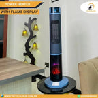 Premium Tower Heater with Realistic Flame Display
