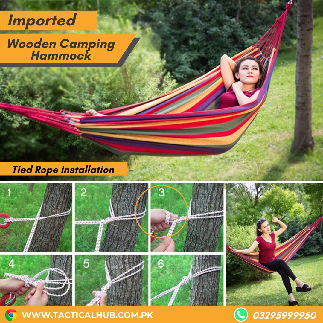 Garden Hammock Striped - Swing with Strong Rope
