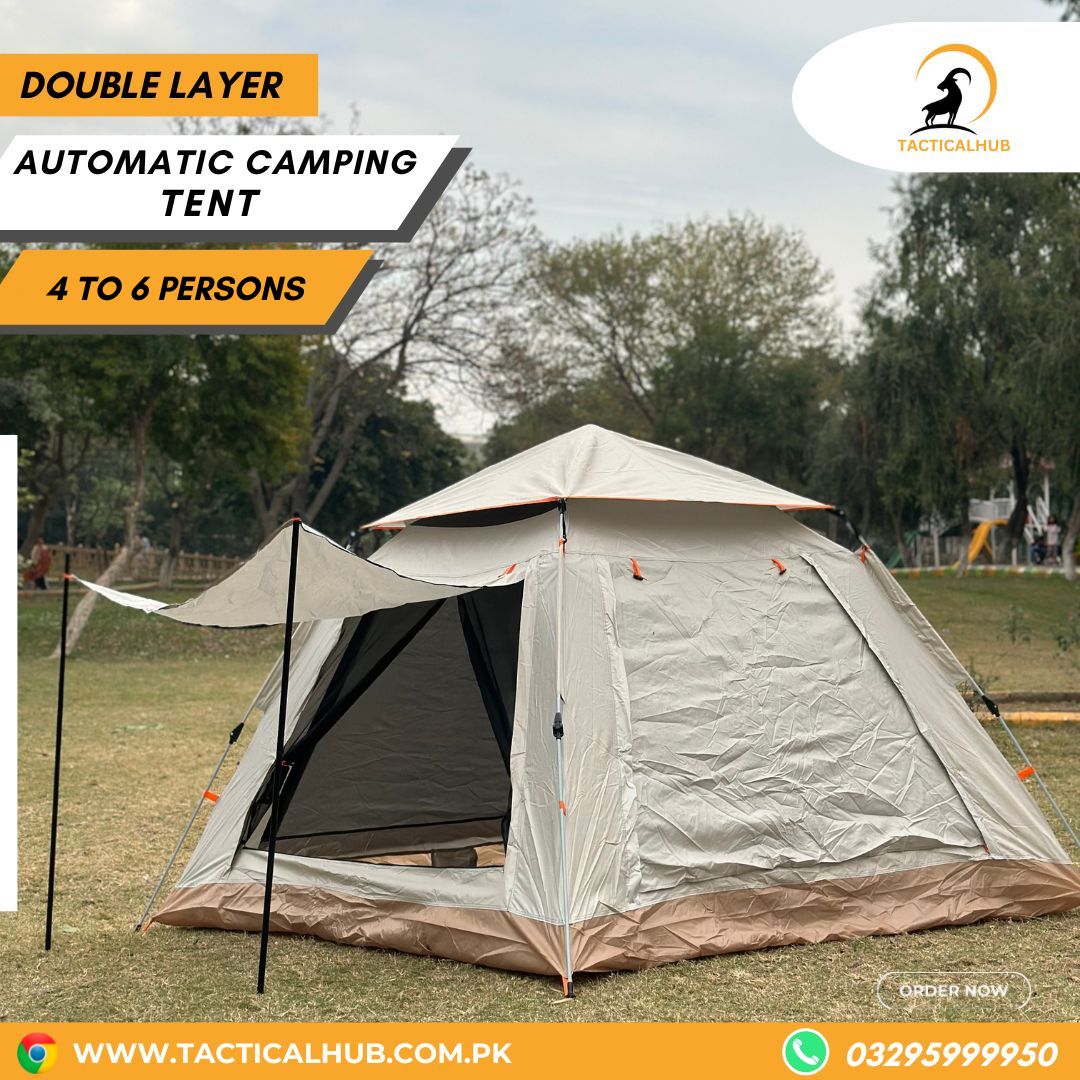 Double Layer Automatic Quick Opening Camping Tent - 4 to 6 person