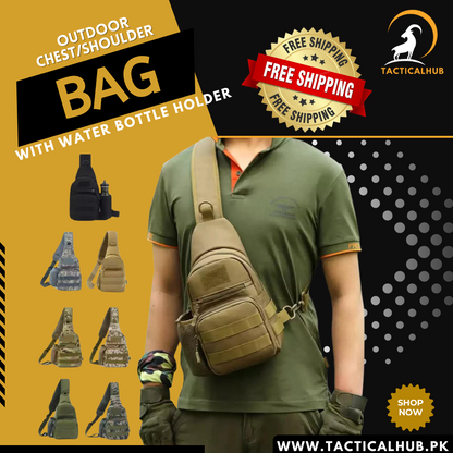 Tactical Military Chest Sling Bag With Water Bottle Holder