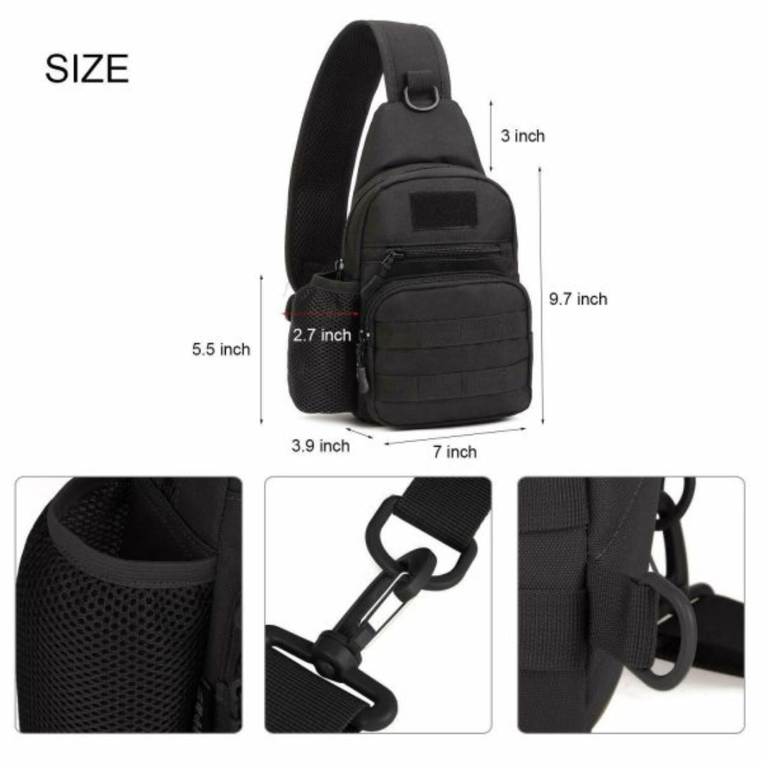 Tactical Military Chest Sling Bag With Water Bottle Holder