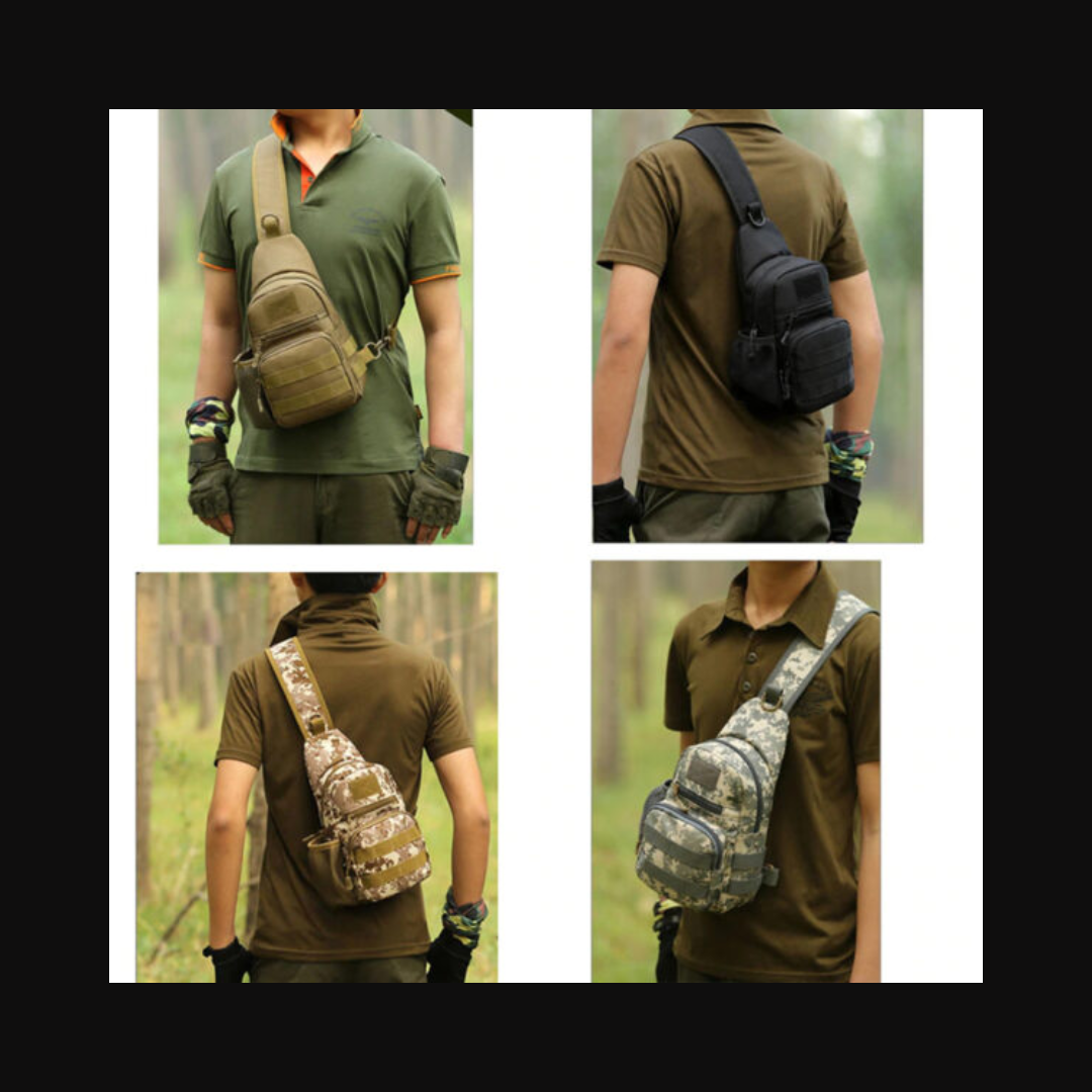 Tactical Military Chest Sling Bag With Water Bottle Holder