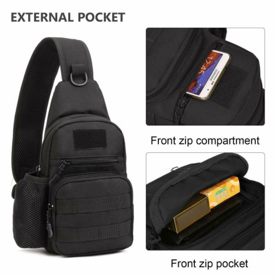 Tactical Military Chest Sling Bag With Water Bottle Holder