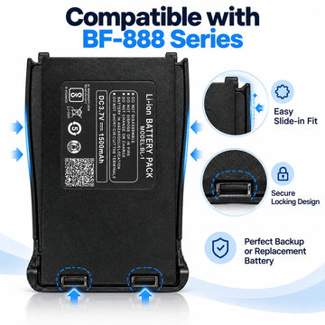 BF-888S - MT918  Walkie Talkie Replacement Battery 1500mAh 3.7V Li-ion